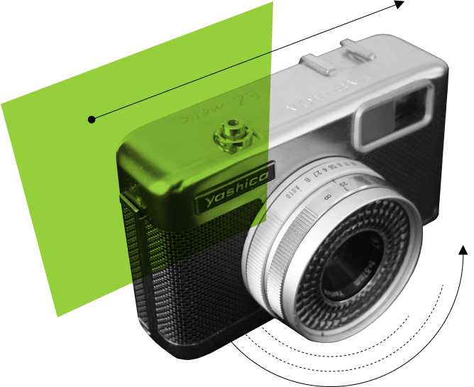 Stylized image: Yashica 35mm camera.